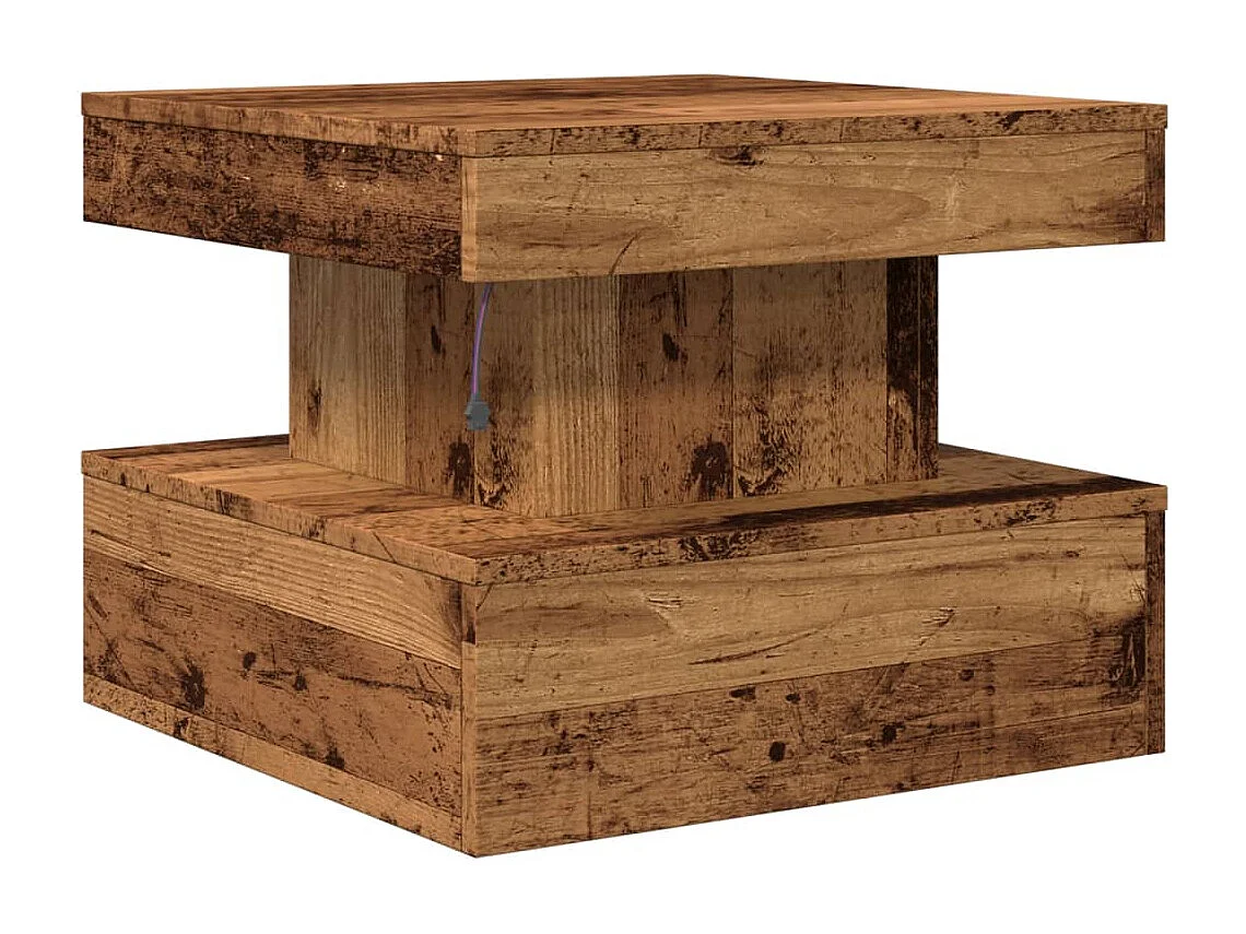 Couchtisch mit LED-Leuchten Altholz-Optik 50x50x40 cm