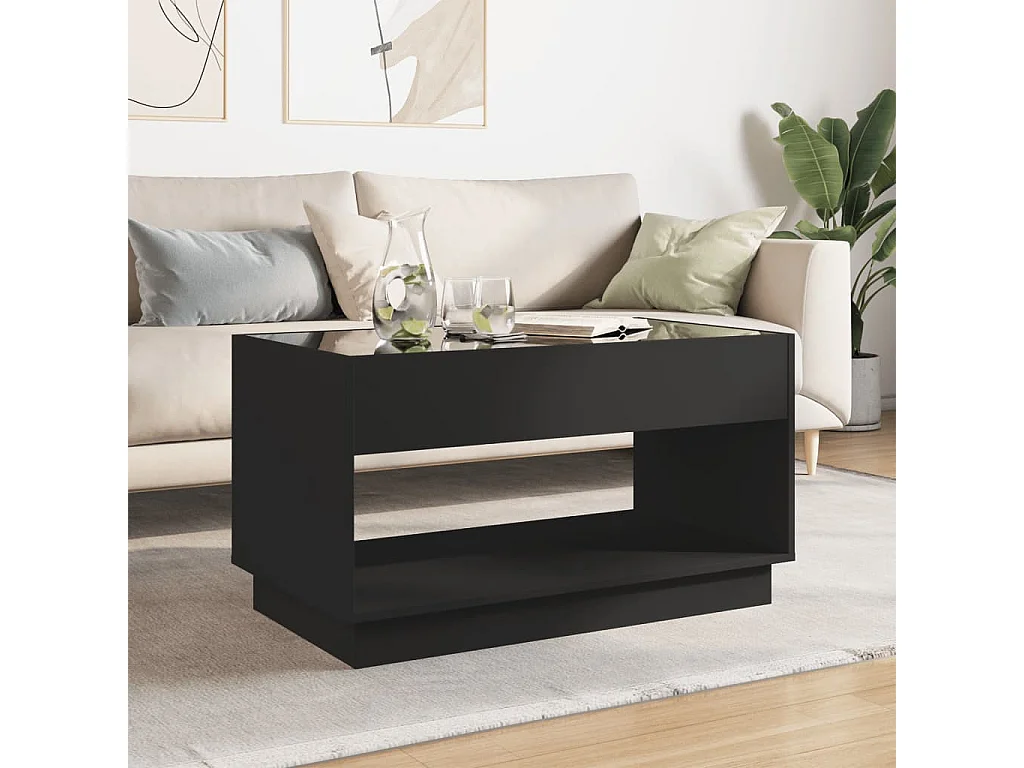 Mesa de centro luzes LED Infinity 90x50x50 cm preto