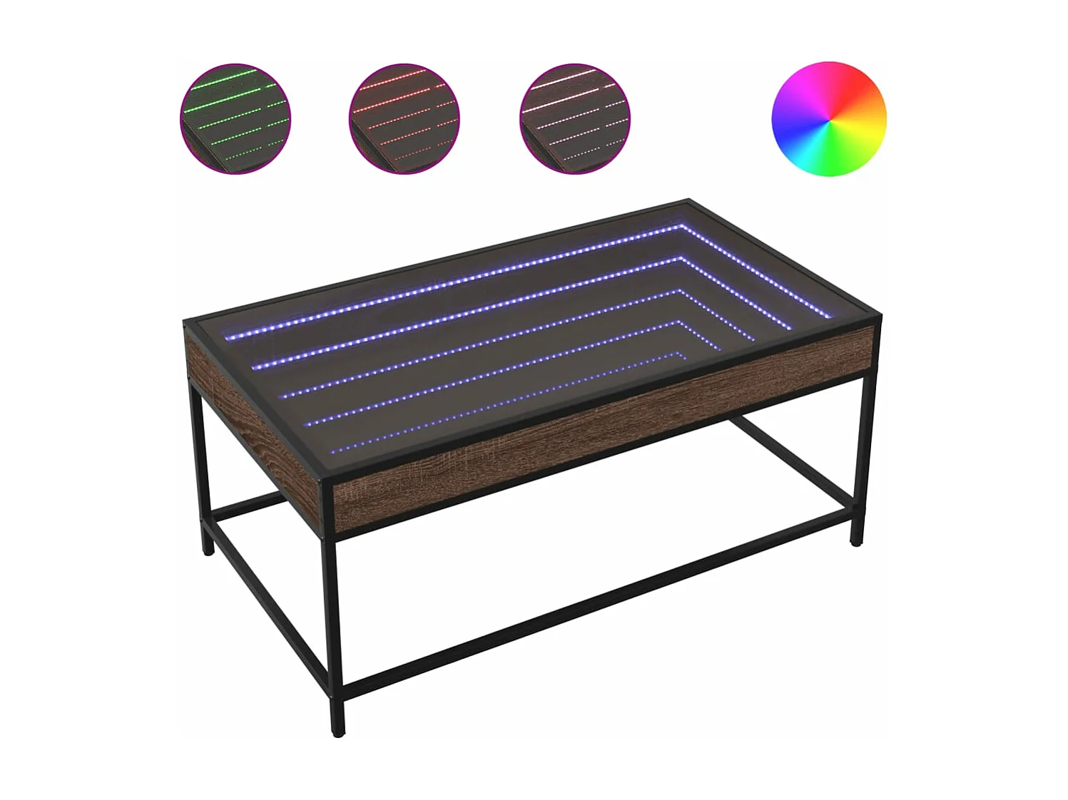 Table basse avec LED Infinity chêne marron 90x50x41 cm