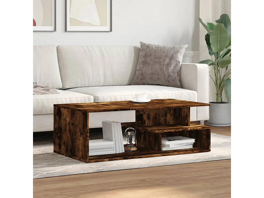 Table basse chêne fumé 102x55x35 cm bois d'ingénierie