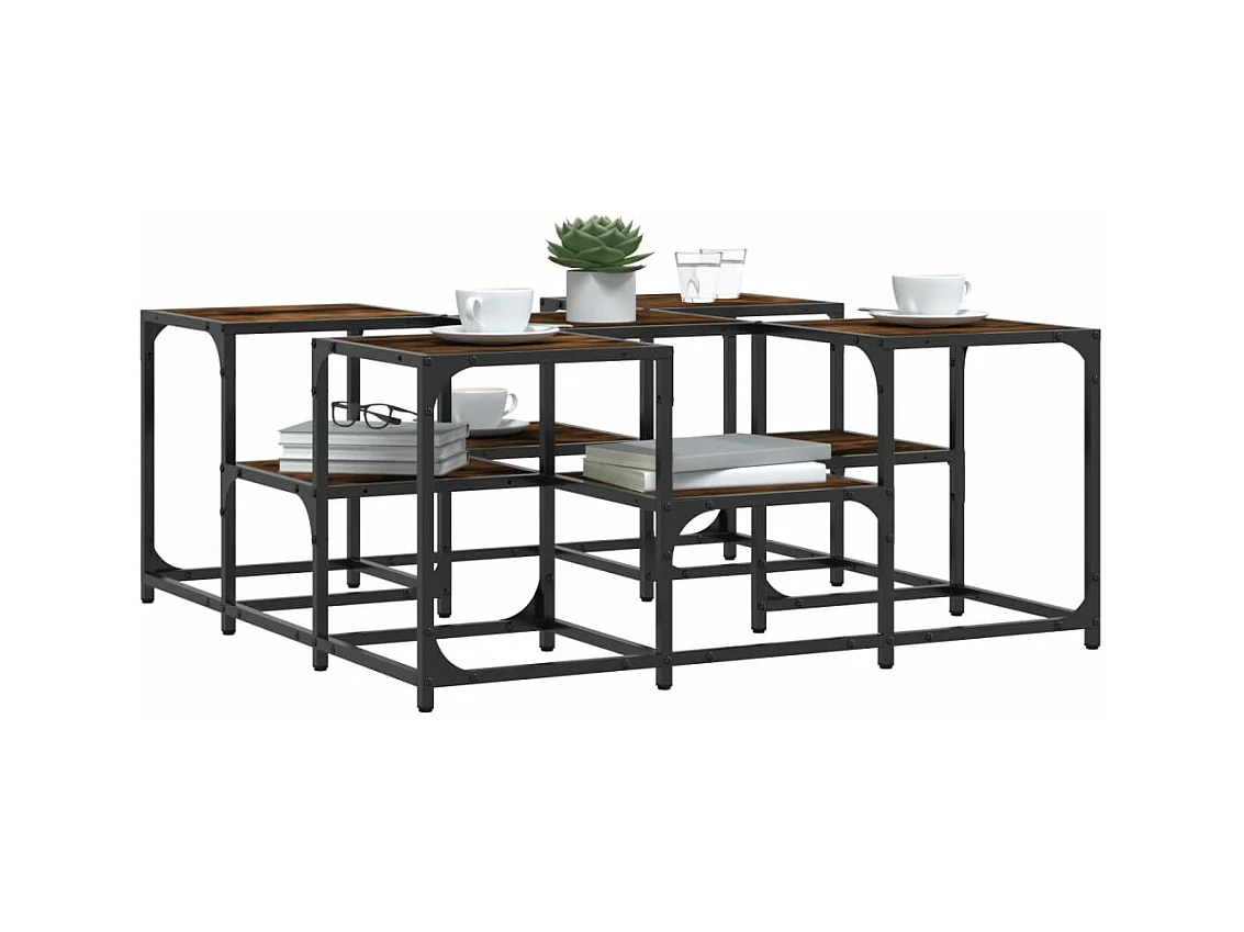 Table basse chêne fumé 91x91x40 cm bois d'ingénierie