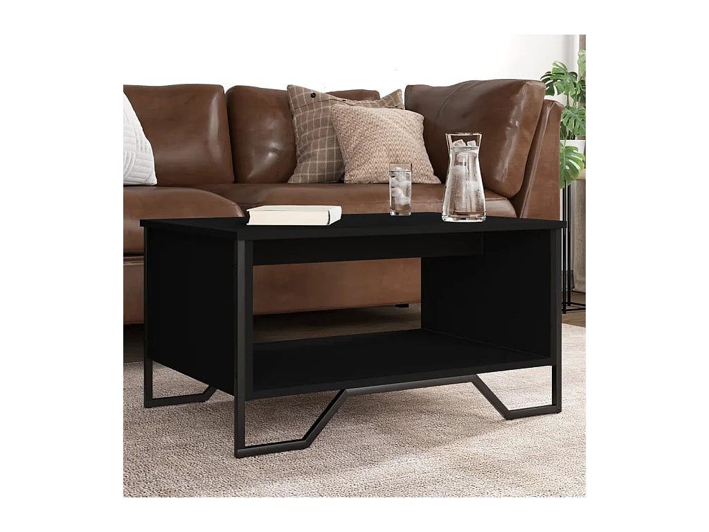 Table basse noir 75x51x40 cm bois d'ingénierie