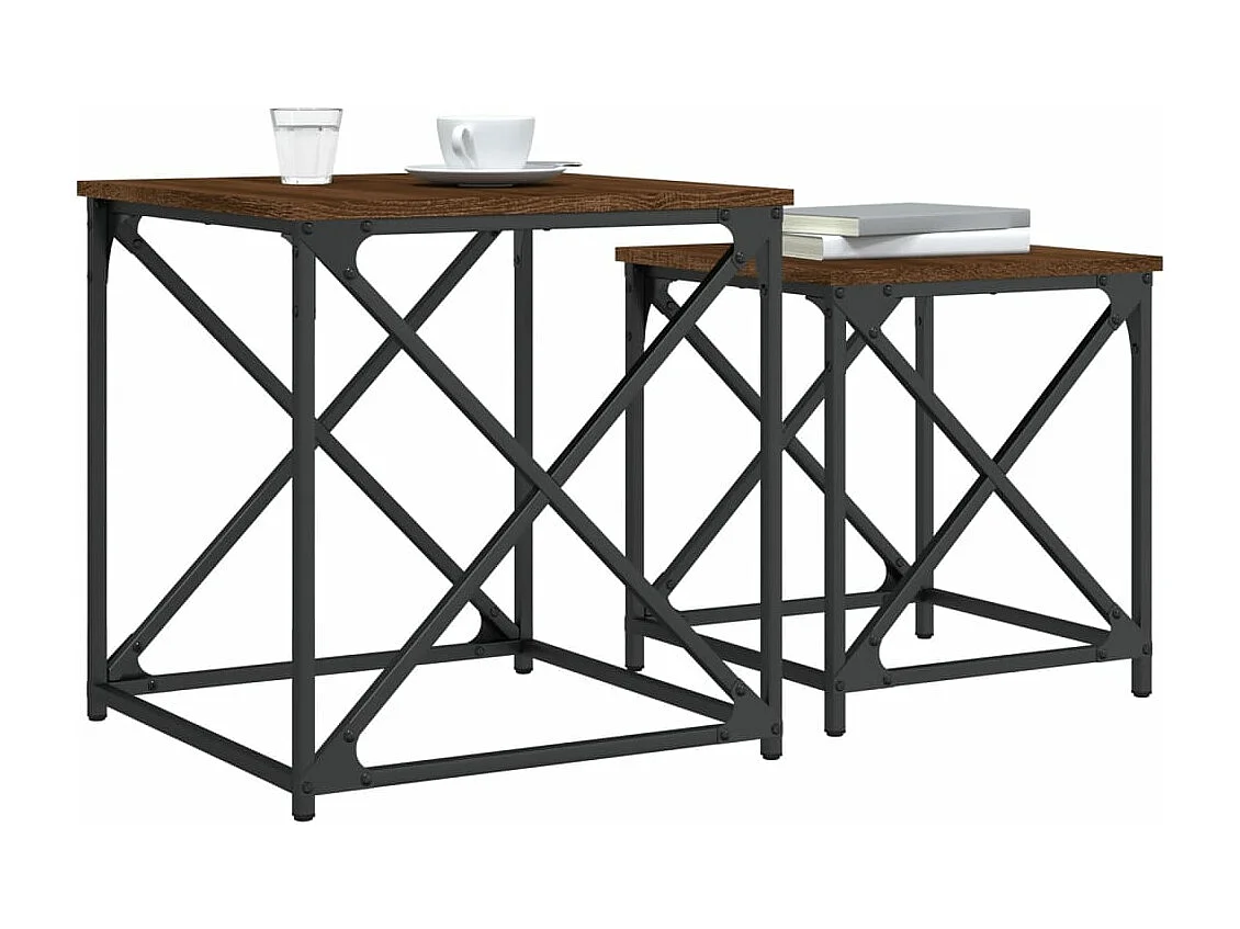 Tables basses gigognes 2 pcs chêne marron bois d'ingénierie