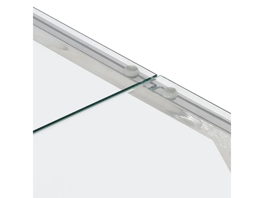 Table basse argenté acier inoxydable et verre trempé