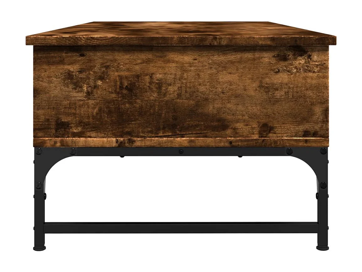 Table basse chêne fumé 100x50x35 cm bois d'ingénierie et métal