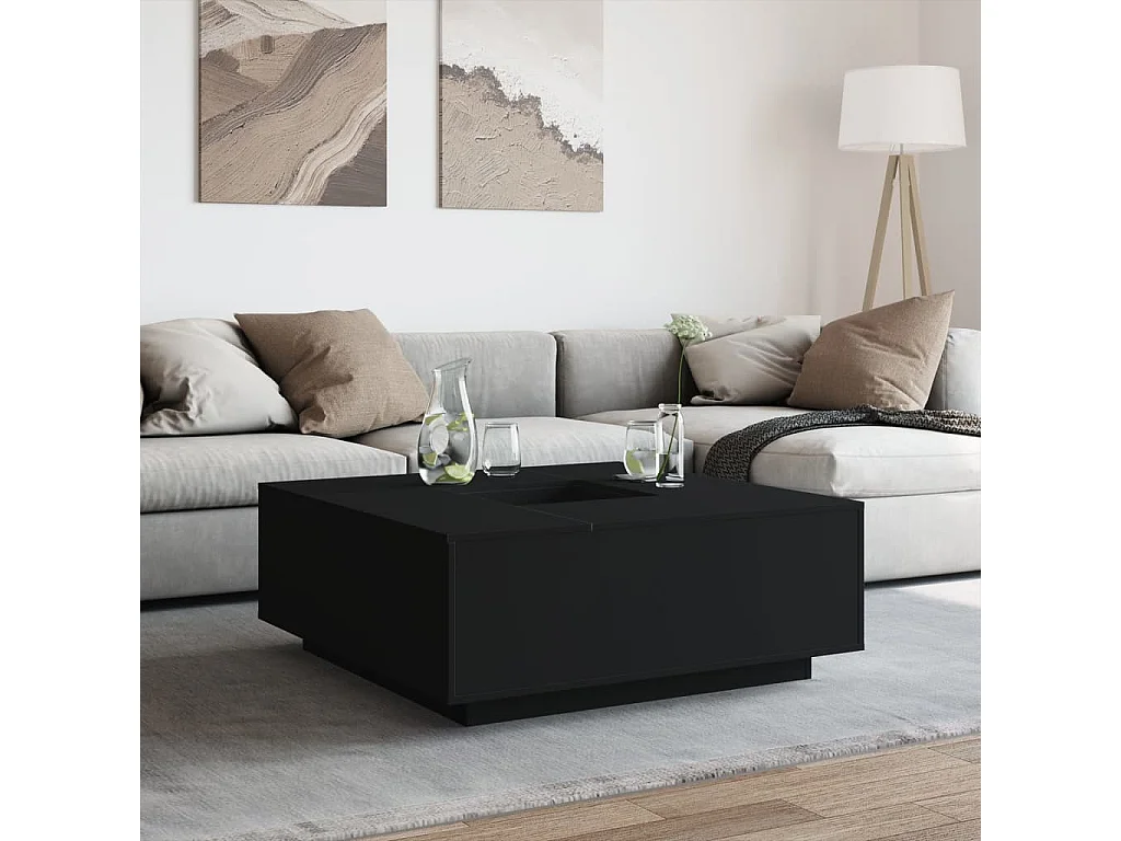 Table basse noir 100x100x40 cm bois d'ingénierie