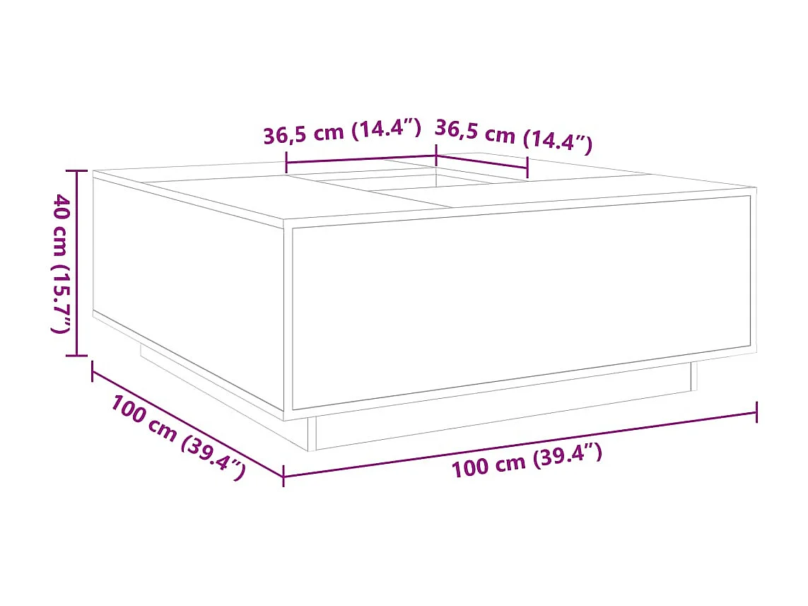 Table basse noir 100x100x40 cm bois d'ingénierie