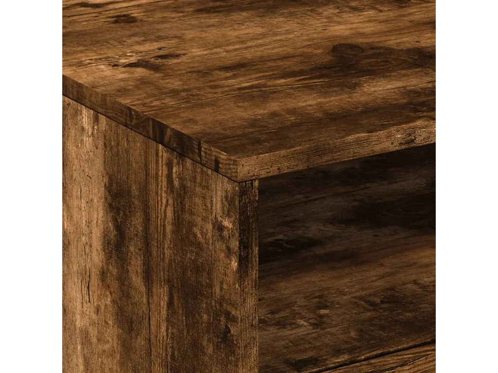 Tavolino da Soggiorno con Luci LED Rovere Fumo 50x49x40 cm