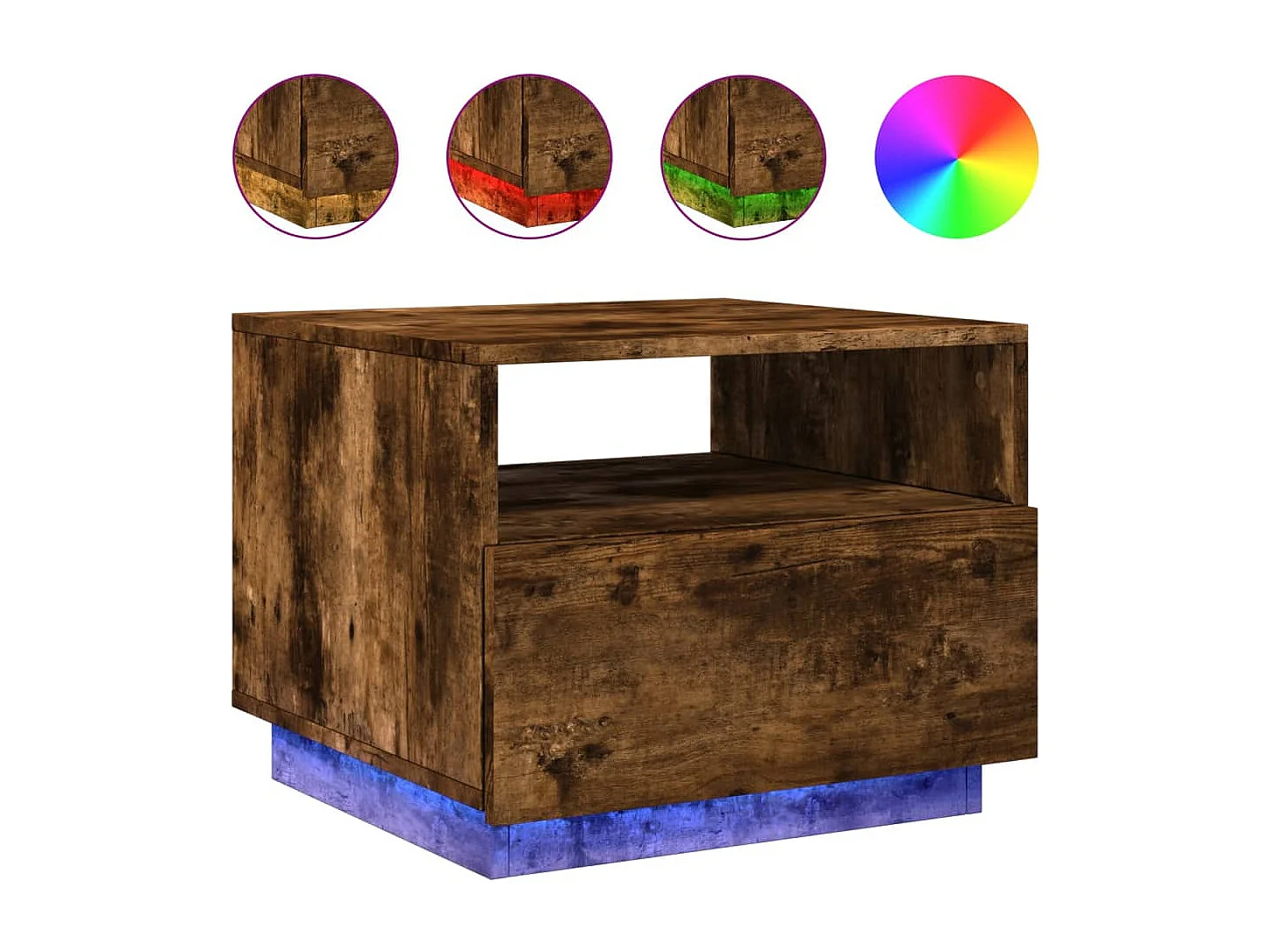 Mesa de centro com luzes LED 50x49x40 cm carvalho fumado