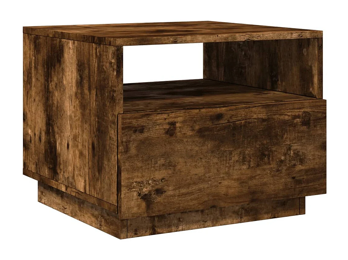 Mesa de centro com luzes LED 50x49x40 cm carvalho fumado