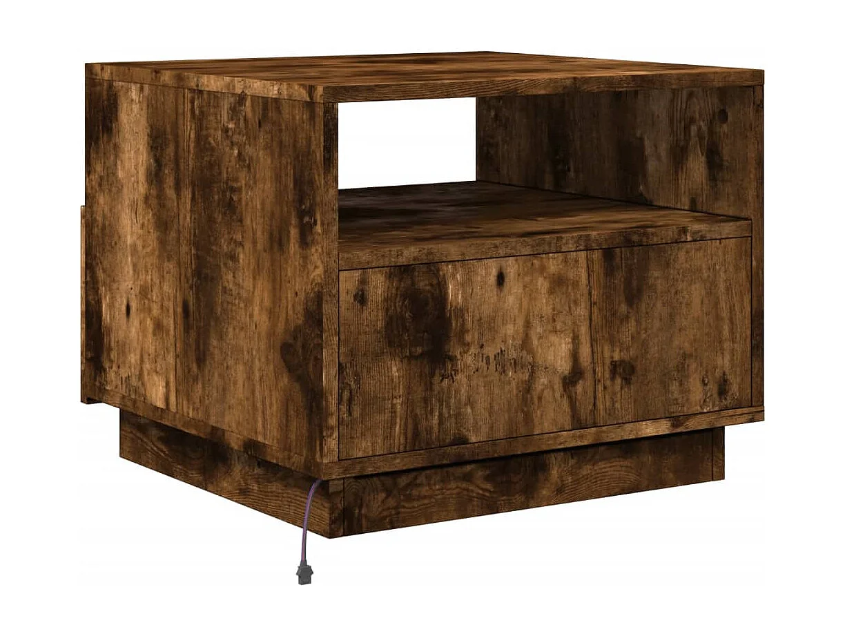 Mesa de centro com luzes LED 50x49x40 cm carvalho fumado