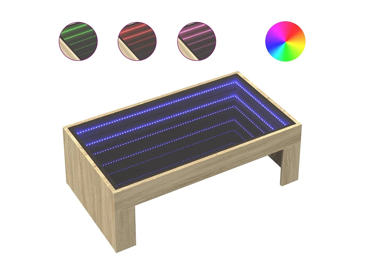 Mesa de centro luzes LED Infinity 90x50x30 cm carvalho sonoma