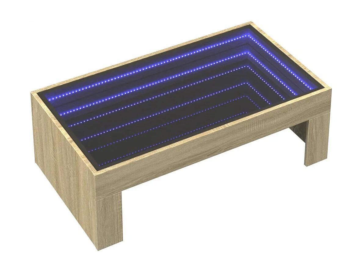 Tavolino da Salotto con LED Infinity Rovere Sonoma 90x50x30 cm