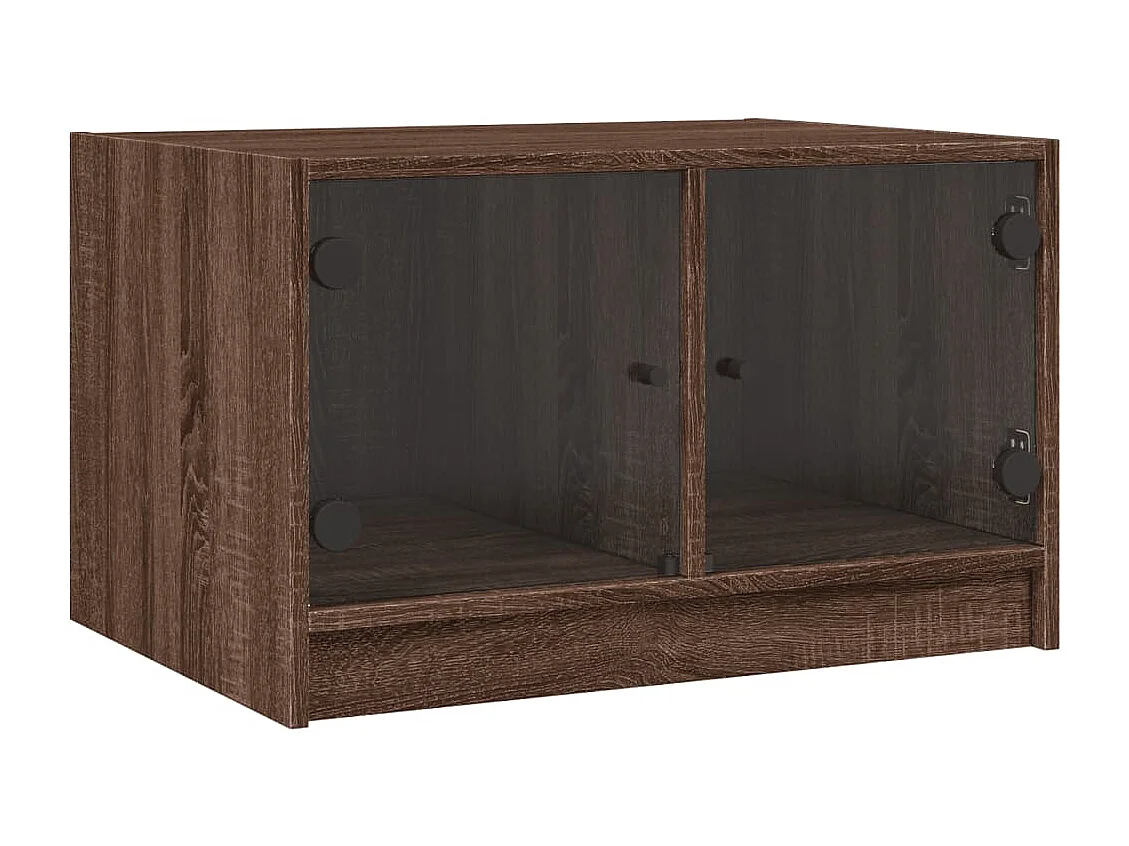 Table basse avec portes en verre chêne marron 68x50x42 cm