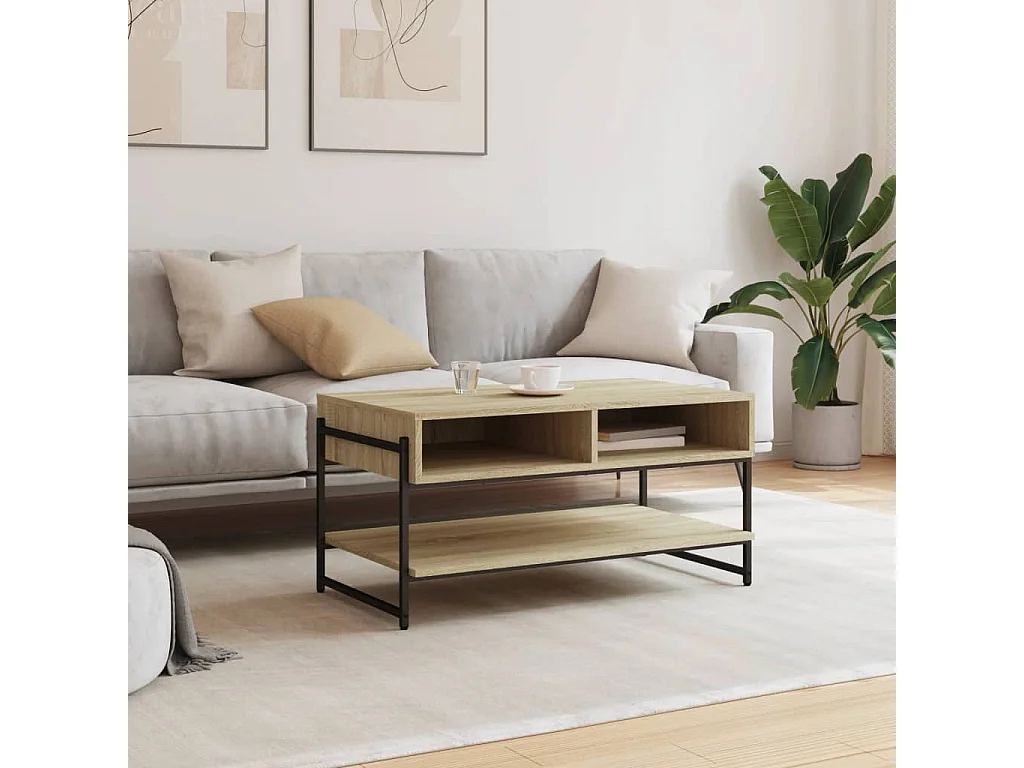 Salontafel 90x50x45 cm bewerkt hout sonoma eikenkleurig