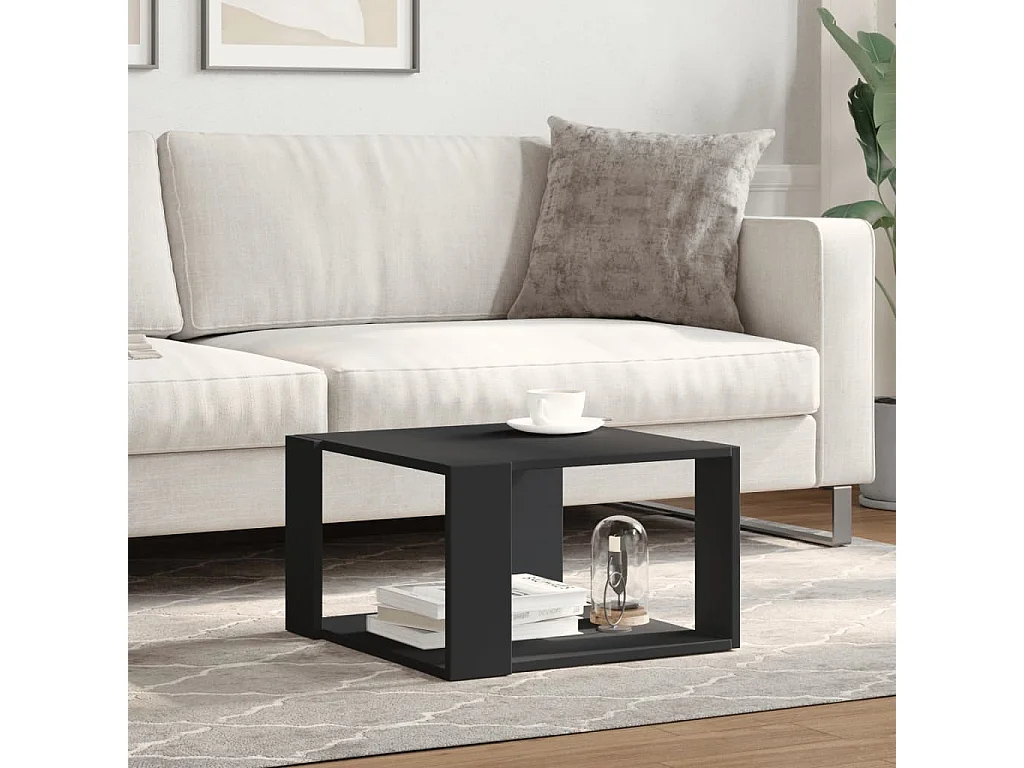Tavolino da Salotto Nero 51,5x51,5x30 cm in Legno Multistrato