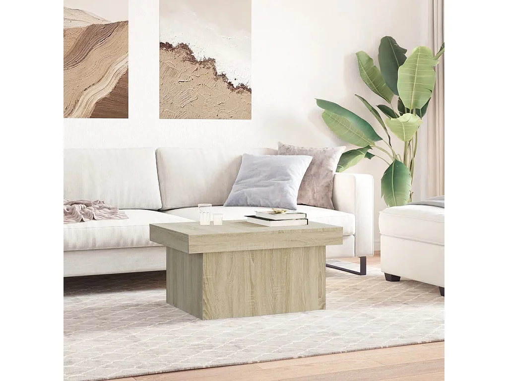 Table basse chêne sonoma 80x55x40 cm bois d'ingénierie