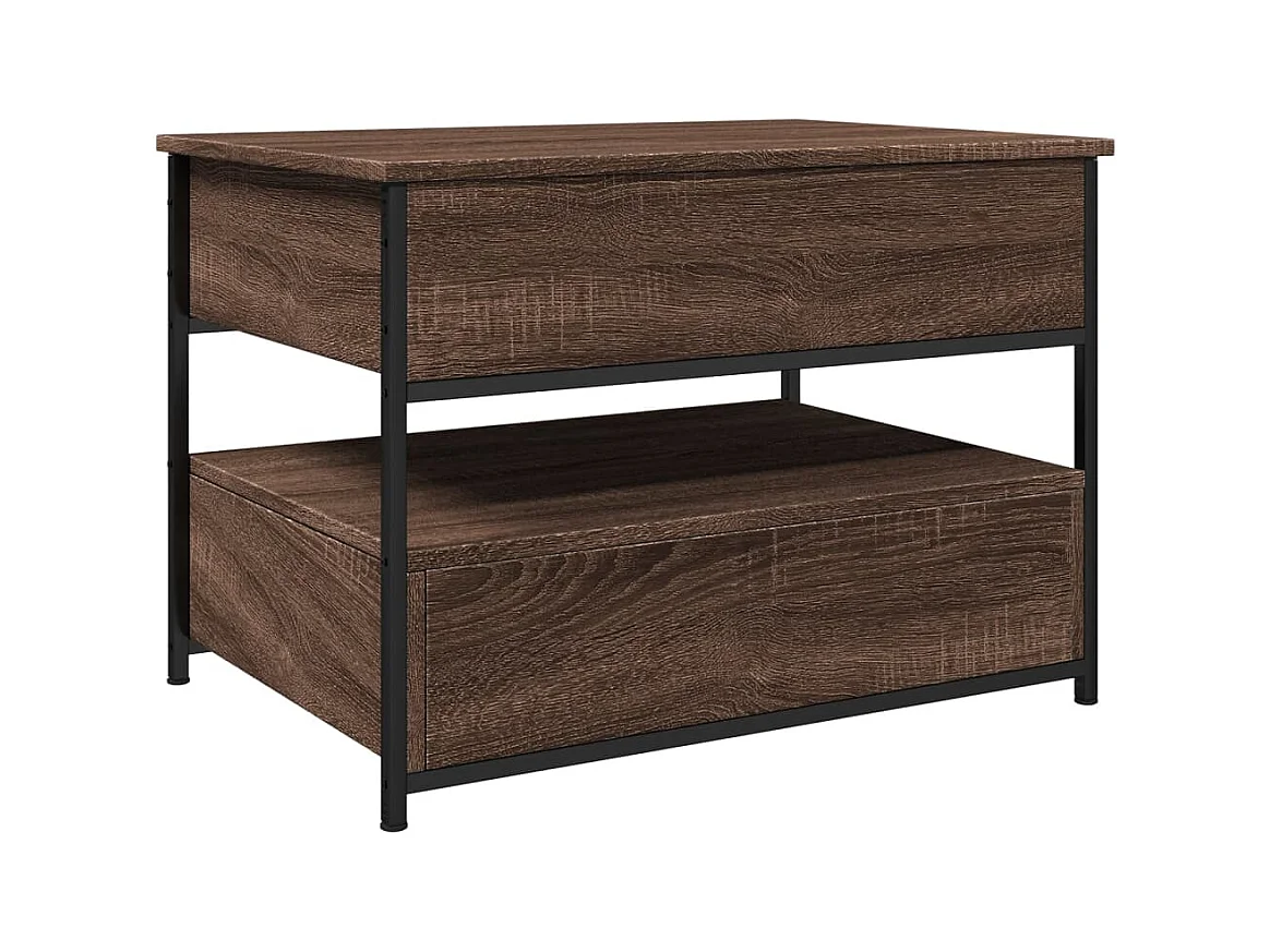 Tavolino Salotto Rovere Marrone 70x50x50cm Multistrato Metallo