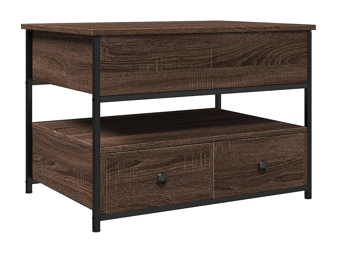 Tavolino Salotto Rovere Marrone 70x50x50cm Multistrato Metallo