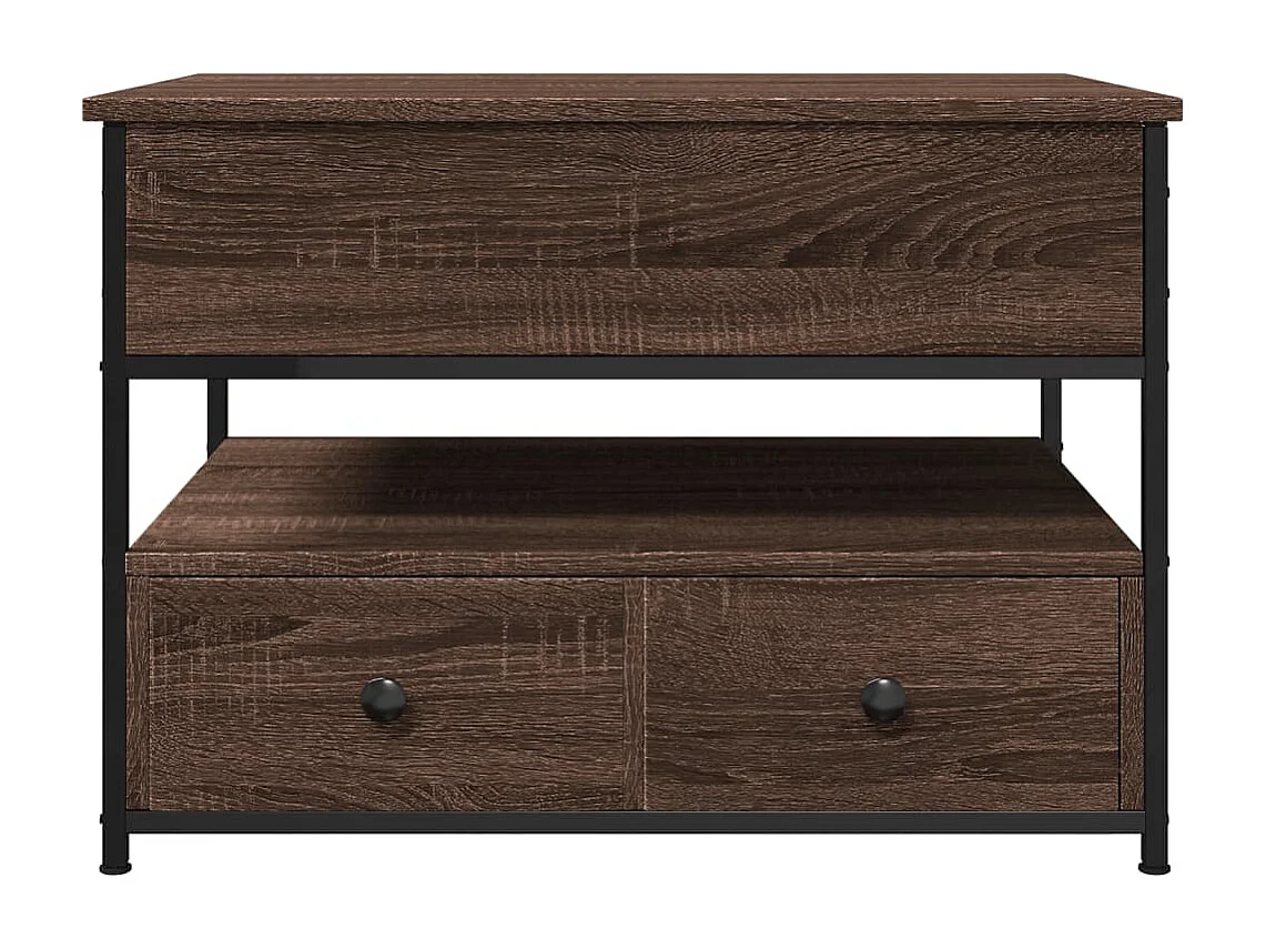 Tavolino Salotto Rovere Marrone 70x50x50cm Multistrato Metallo