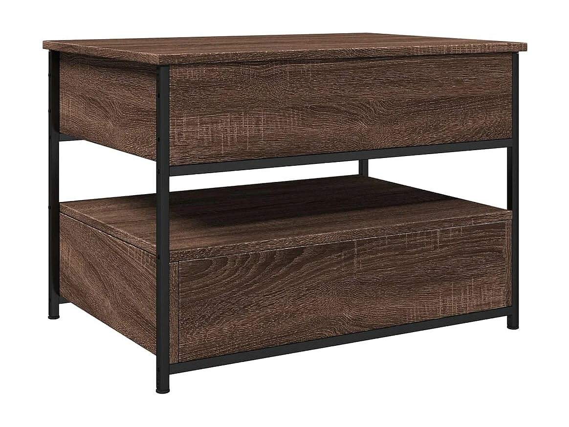 Tavolino Salotto Rovere Marrone 70x50x50cm Multistrato Metallo