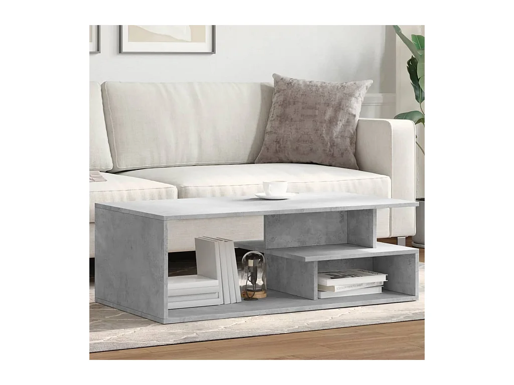 Tavolino Salotto Grigio Cemento 102x55x35 cm Legno Multistrato