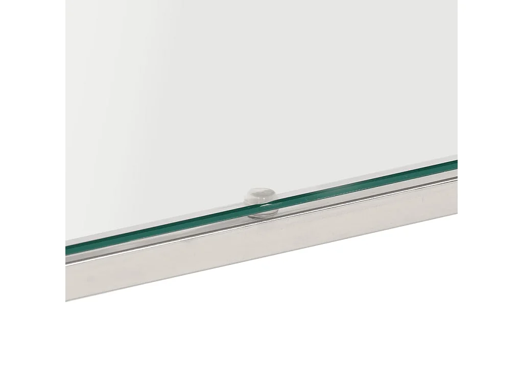 Table basse argenté acier inoxydable et verre trempé