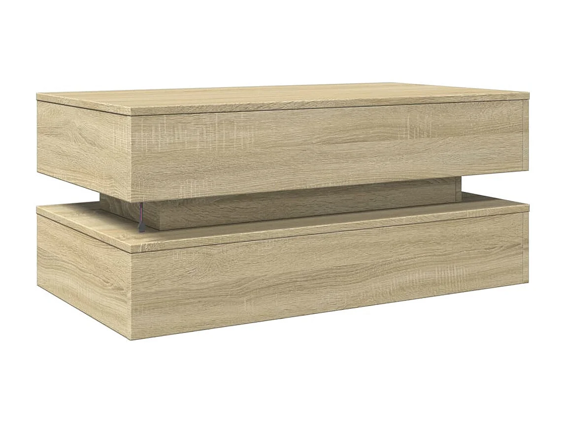 Tavolino da Soggiorno con Luci LED Rovere Sonoma 90x50x40 cm