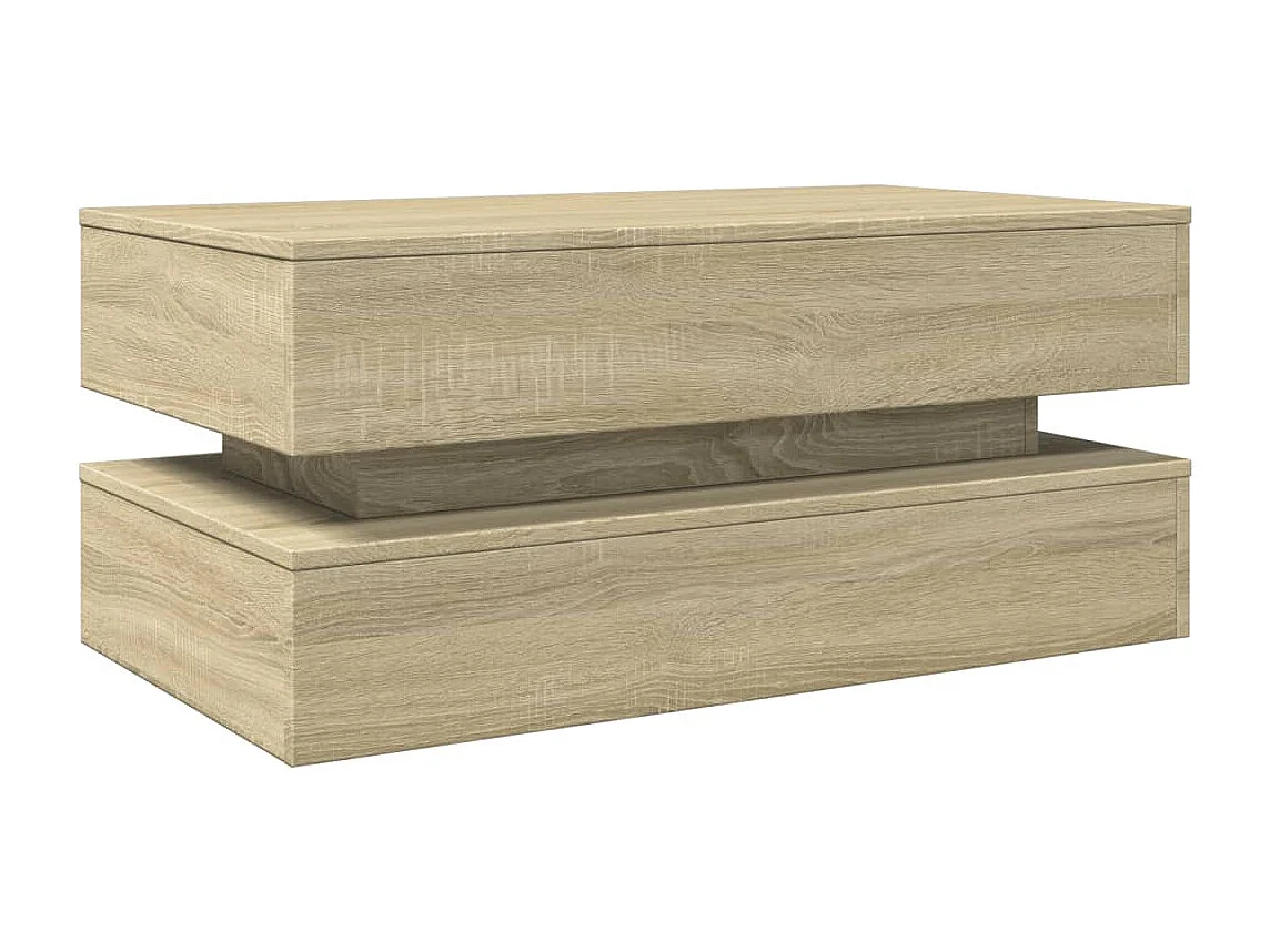 Tavolino da Soggiorno con Luci LED Rovere Sonoma 90x50x40 cm