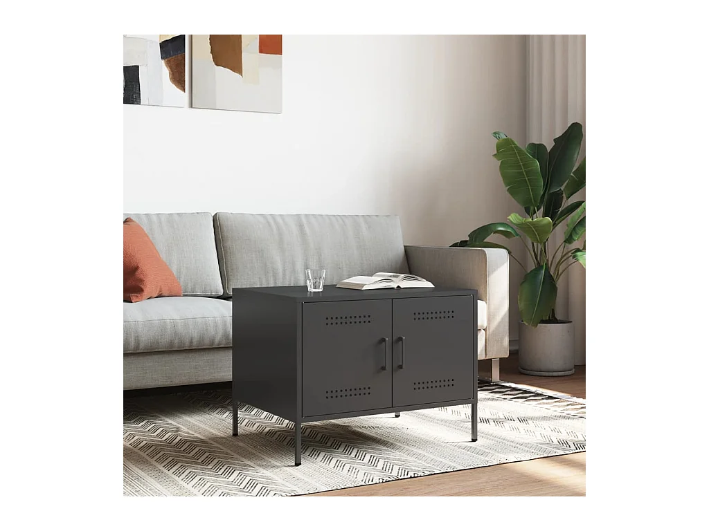 Mesa de centro acero negro 68x50x50,5 cm