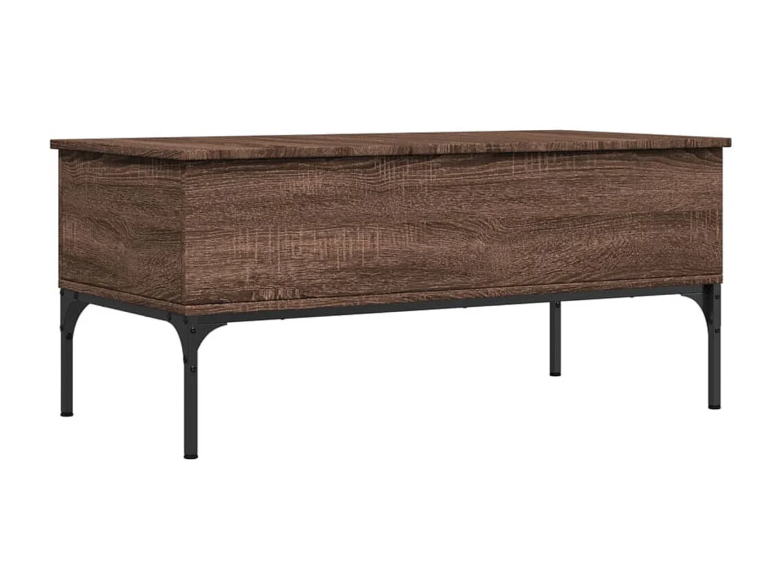 Couchtisch Braun Eichen-Optik 100x50x45 cm Holzwerkstoff Metall