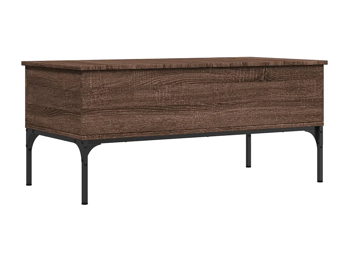 Couchtisch Braun Eichen-Optik 100x50x45 cm Holzwerkstoff Metall