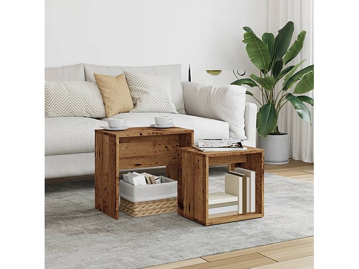 Tavolino VidaXL In Truciolato Legno Antico 50x50x35 Cm - Elegante E Multiuso Per Soggiorno E Camera