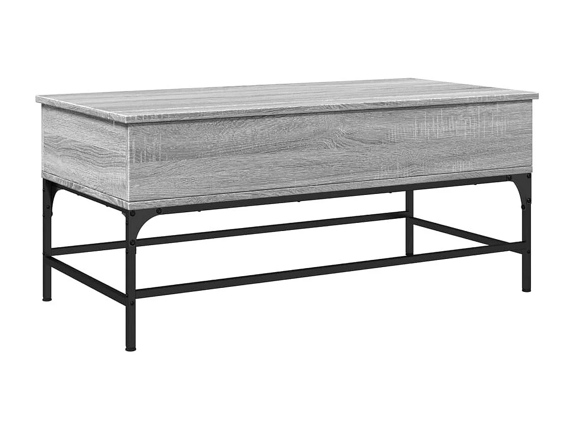 Tavolino Grigio Sonoma 100x50x45 cm Legno Multistrato e Metallo
