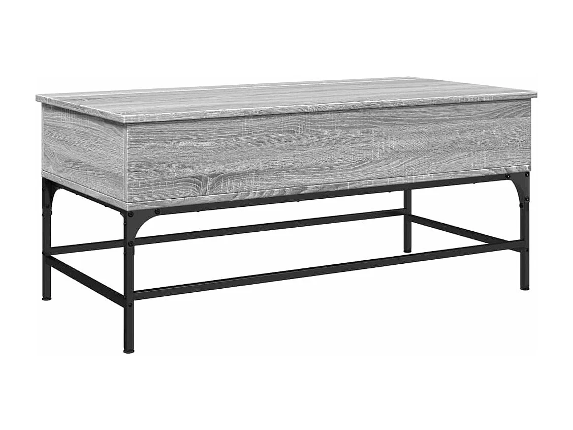 Tavolino Grigio Sonoma 100x50x45 cm Legno Multistrato e Metallo
