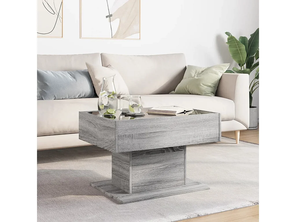 Tavolino Salotto con LED Grigio Sonoma 70x50x45 cm Multistrato