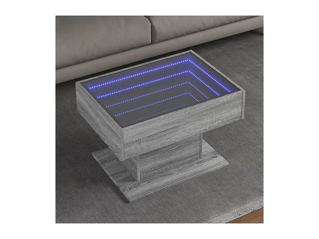 Table basse avec LED sonoma gris 70x50x45 cm bois d'ingénierie