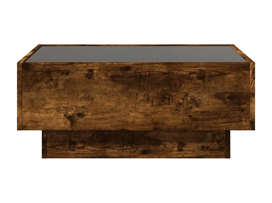 Tavolino Salotto con LED Rovere Fumo 70x50x30 cm Multistrato