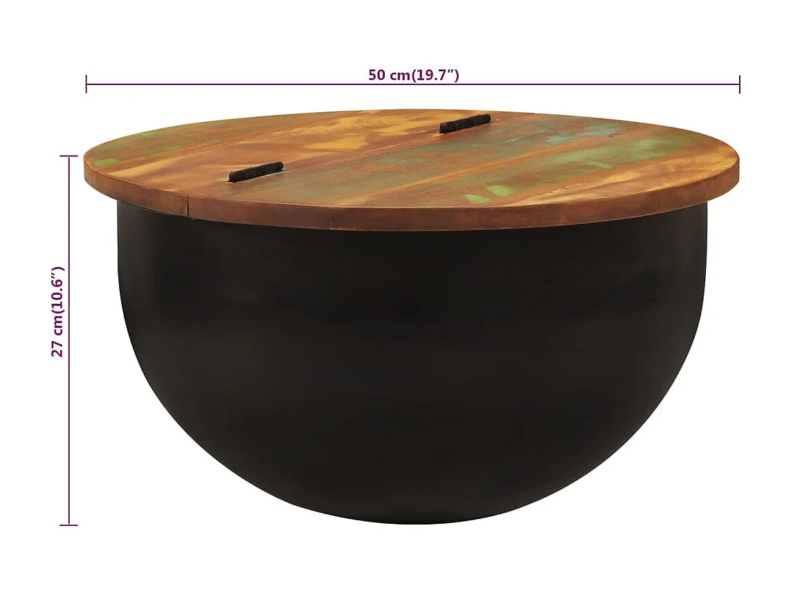 Salontafel 50x27 cm massief gerecycled hout zwart