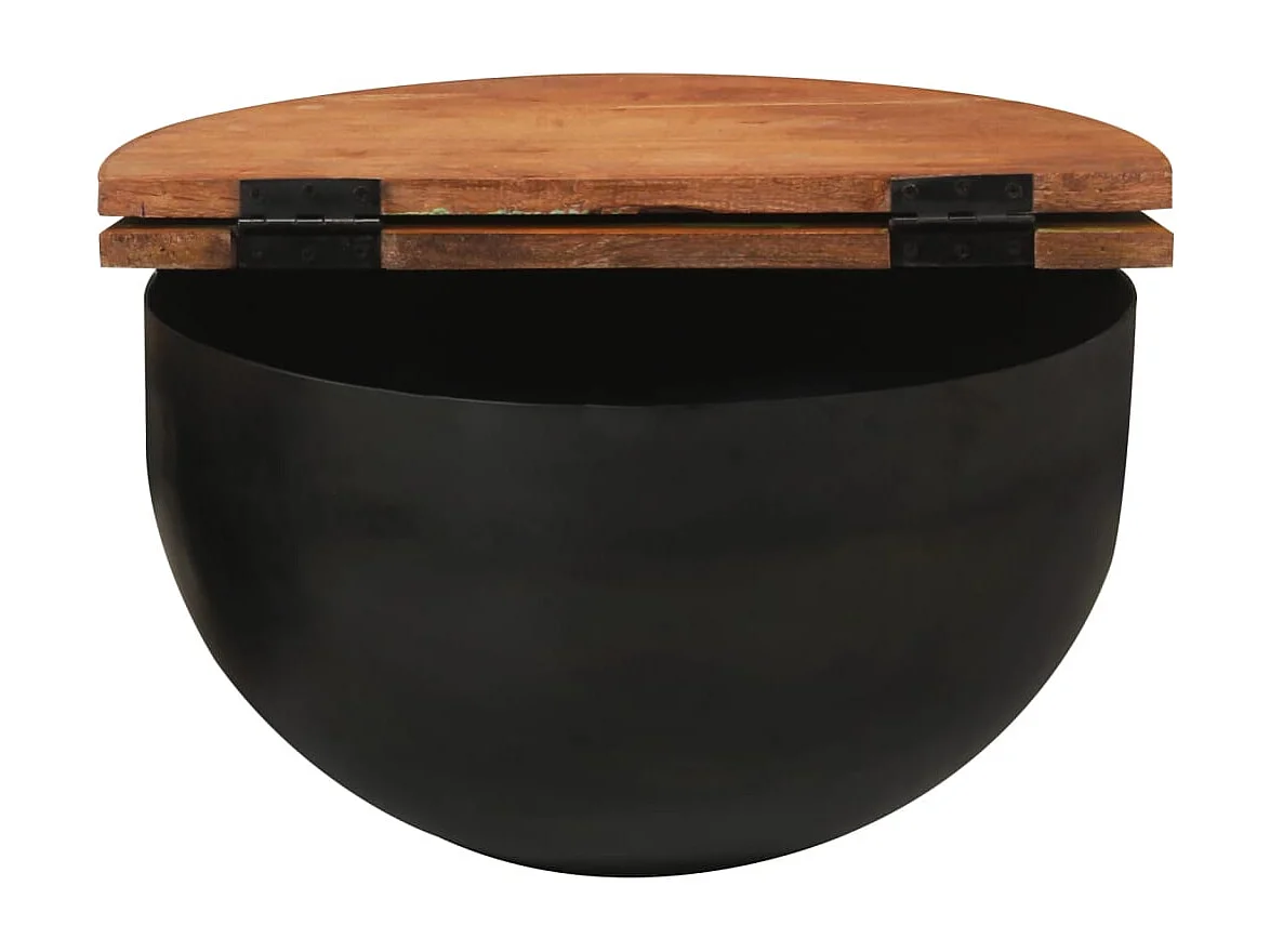 Table basse noir 50x27 cm bois de récupération massif