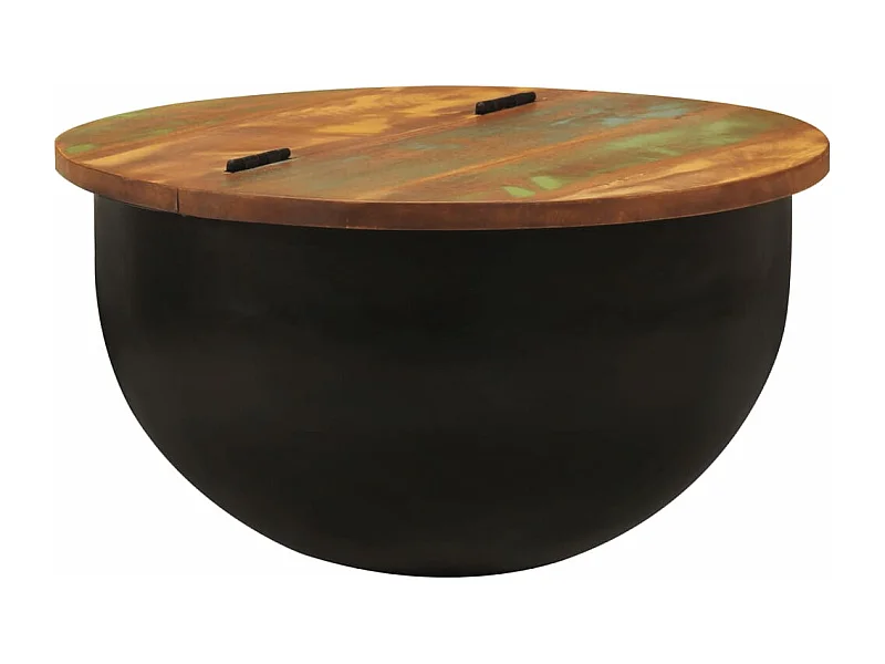 Table basse noir 50x27 cm bois de récupération massif