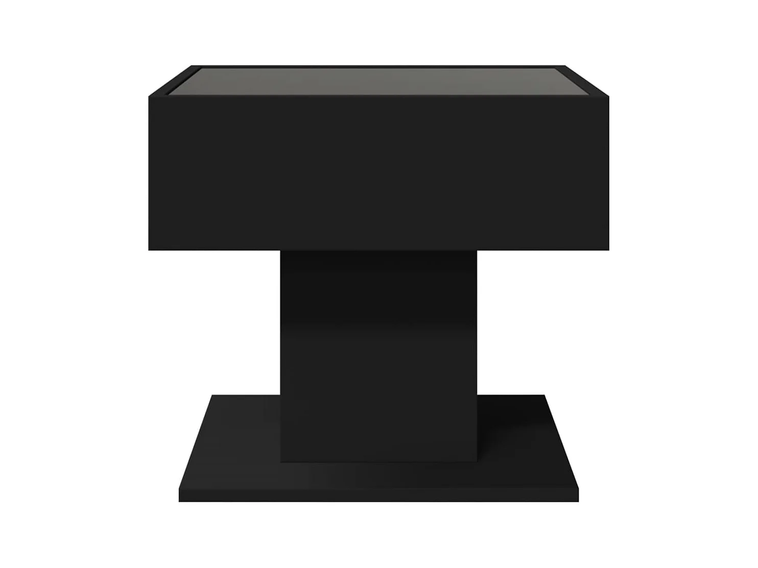 Mesa de centro c/ LEDs 50x50x45cm contraplacado preto brilhante