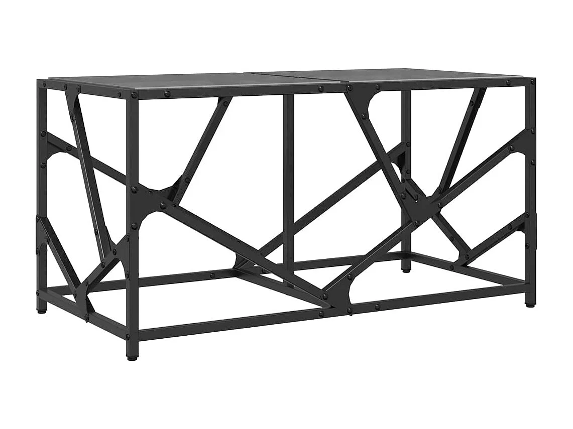 Salontafel met zwart glazen blad 78,5x40x41 cm staal