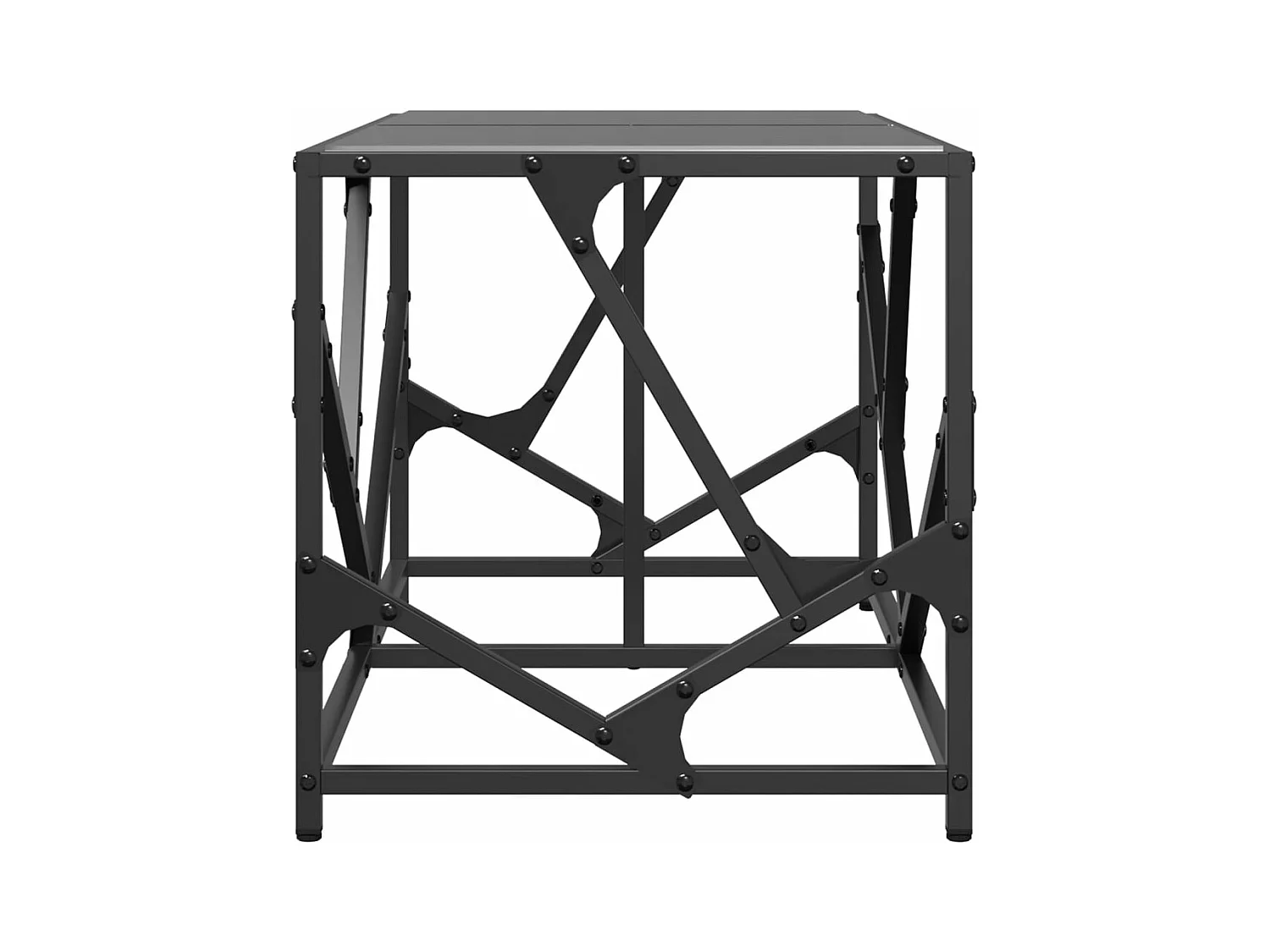 Table basse avec dessus en verre noir 78,5x40x41 cm acier