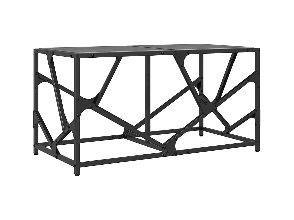 Table basse avec dessus en verre noir 78,5x40x41 cm acier