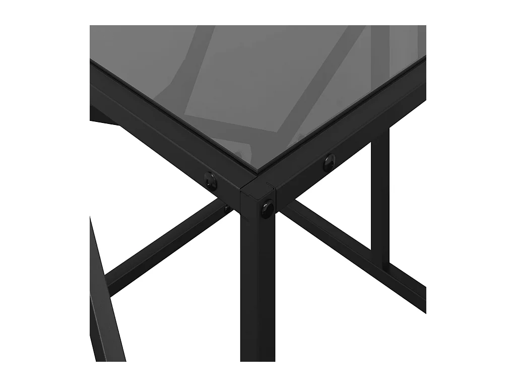 Table basse avec dessus en verre noir 78,5x40x41 cm acier