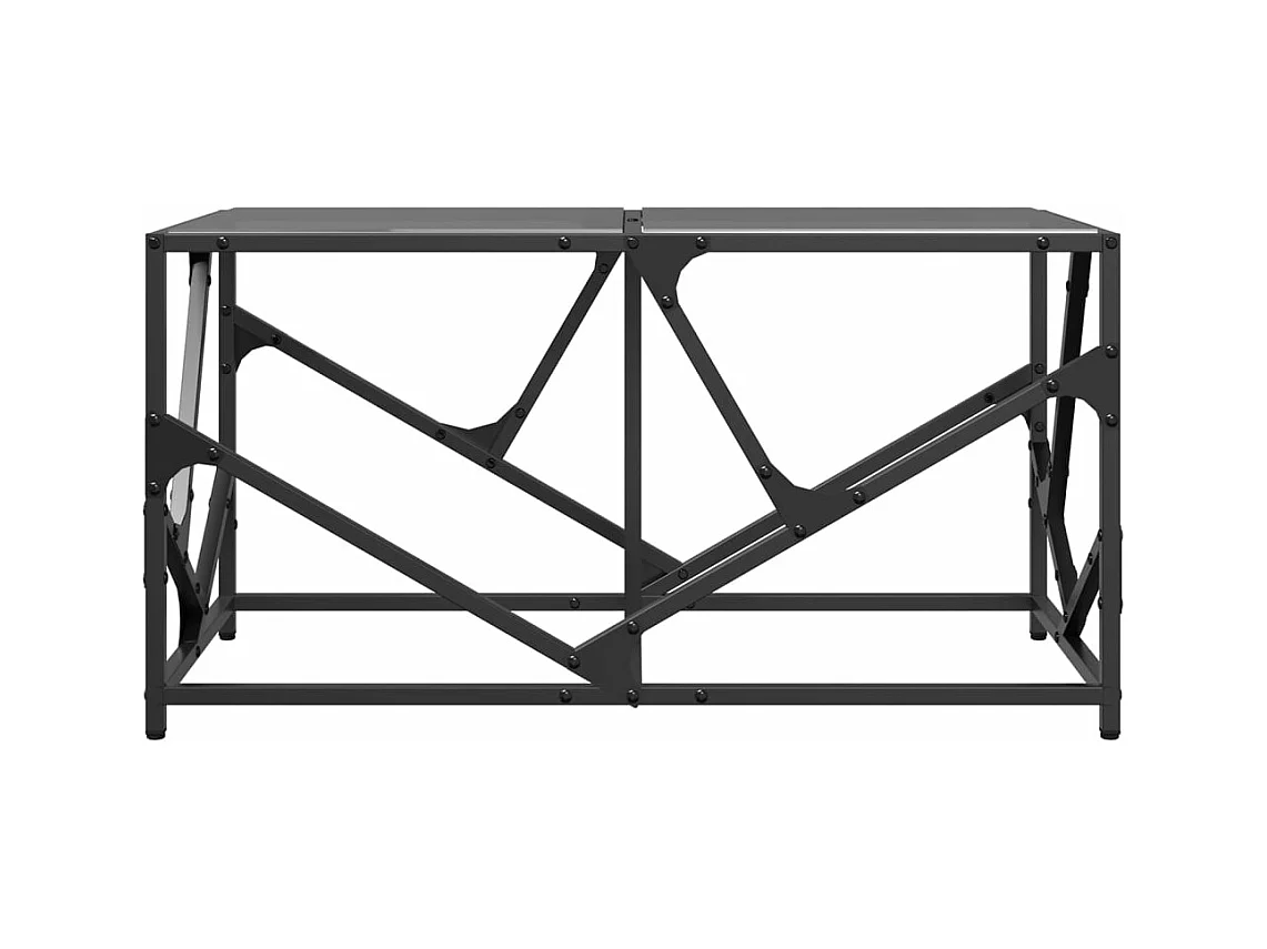 Table basse avec dessus en verre noir 78,5x40x41 cm acier