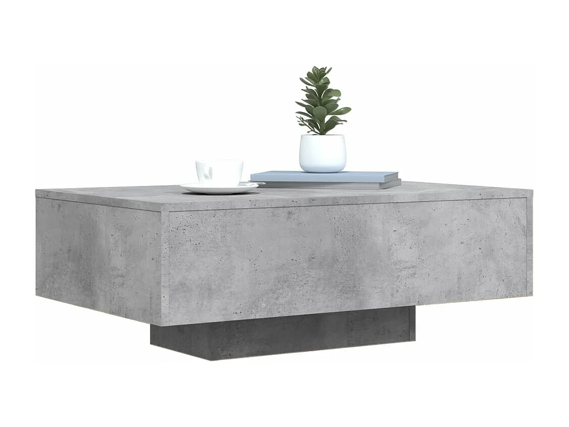 Table basse avec lumières LED gris béton 85x55x31 cm