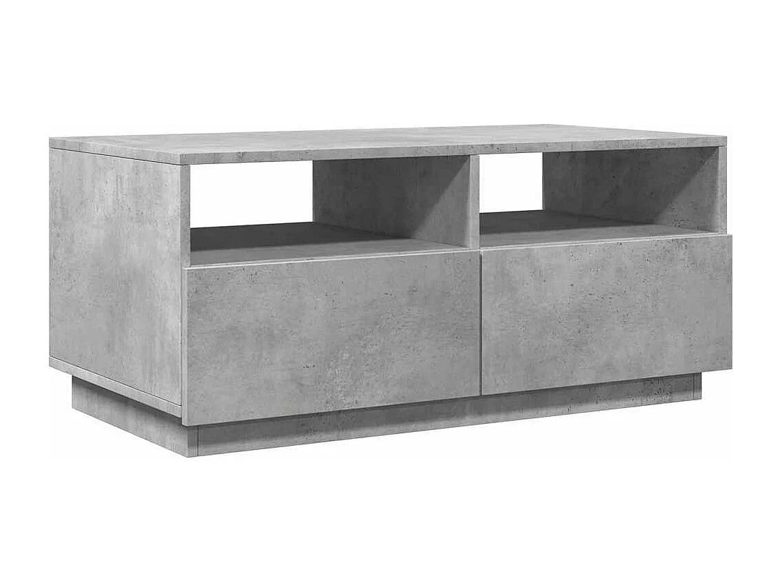 Mesa de centro con luces LED gris hormigón 90x49x40 cm