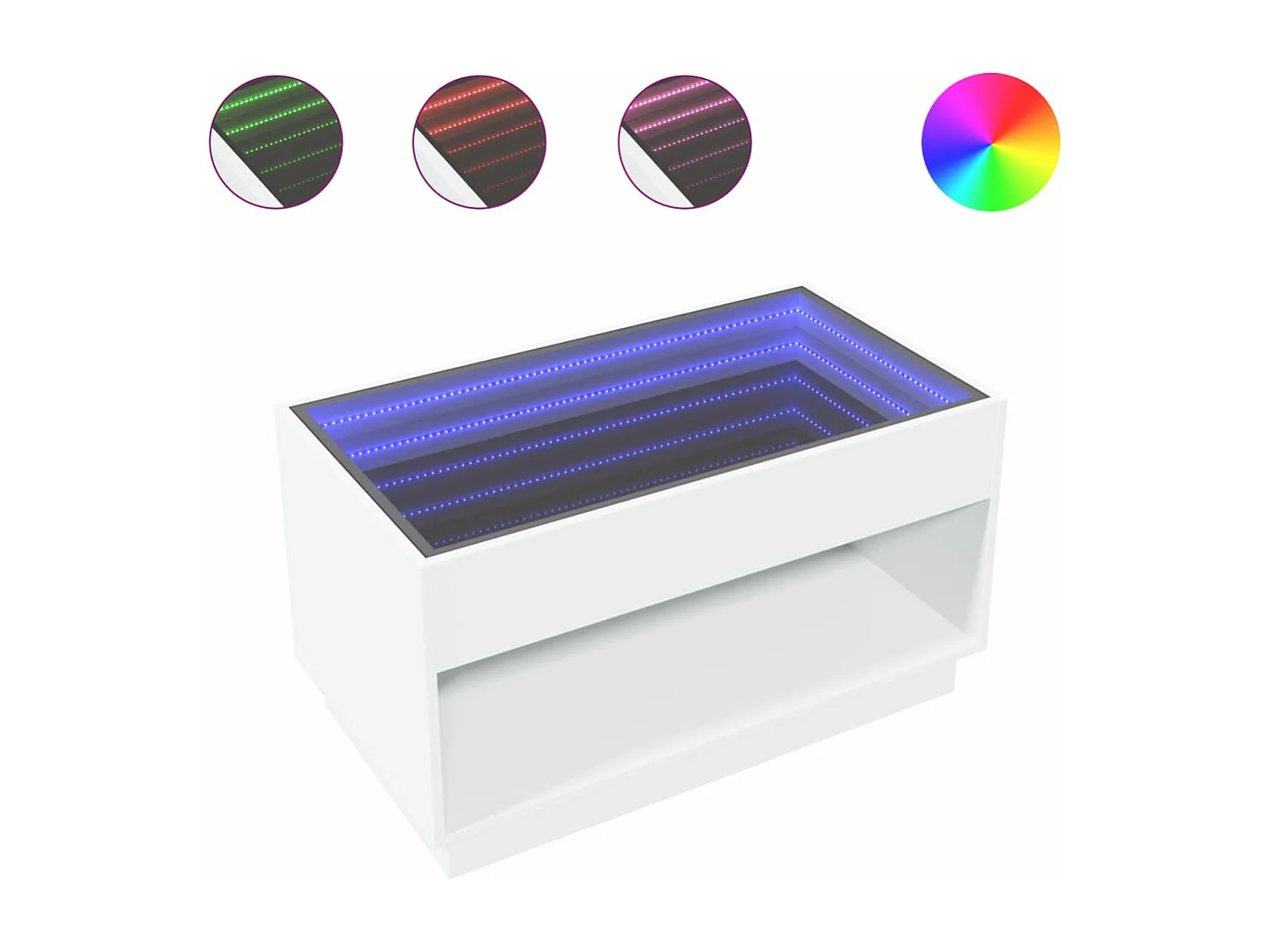 Table basse avec LED infini blanc 90x50x50 cm